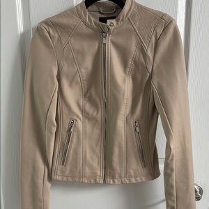 Express -Tan Faux Leather Moto Jacket